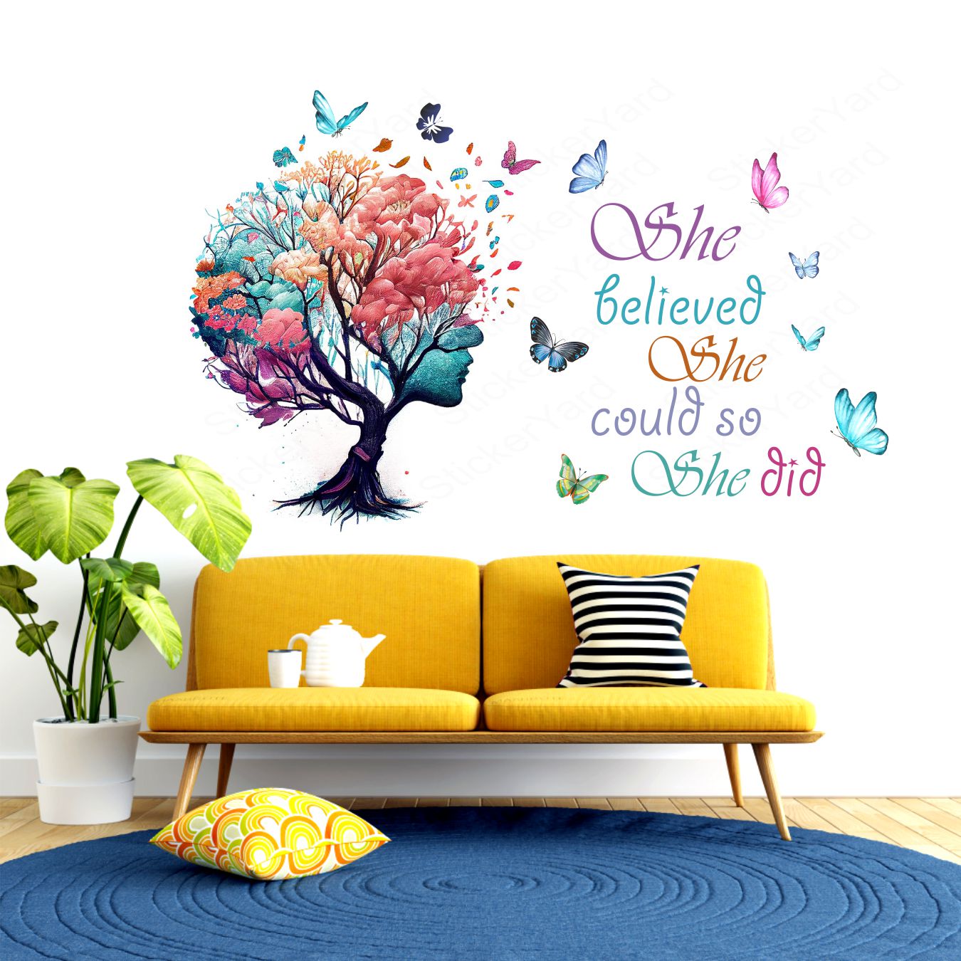 FramingoKart Pvc Vinyl Girl Head Quote Self-Adhesive Wall Sticker for Home Decor/Decoration - Living Room, Bedroom, Kids Room (Multicolor,Size 81X50CM)