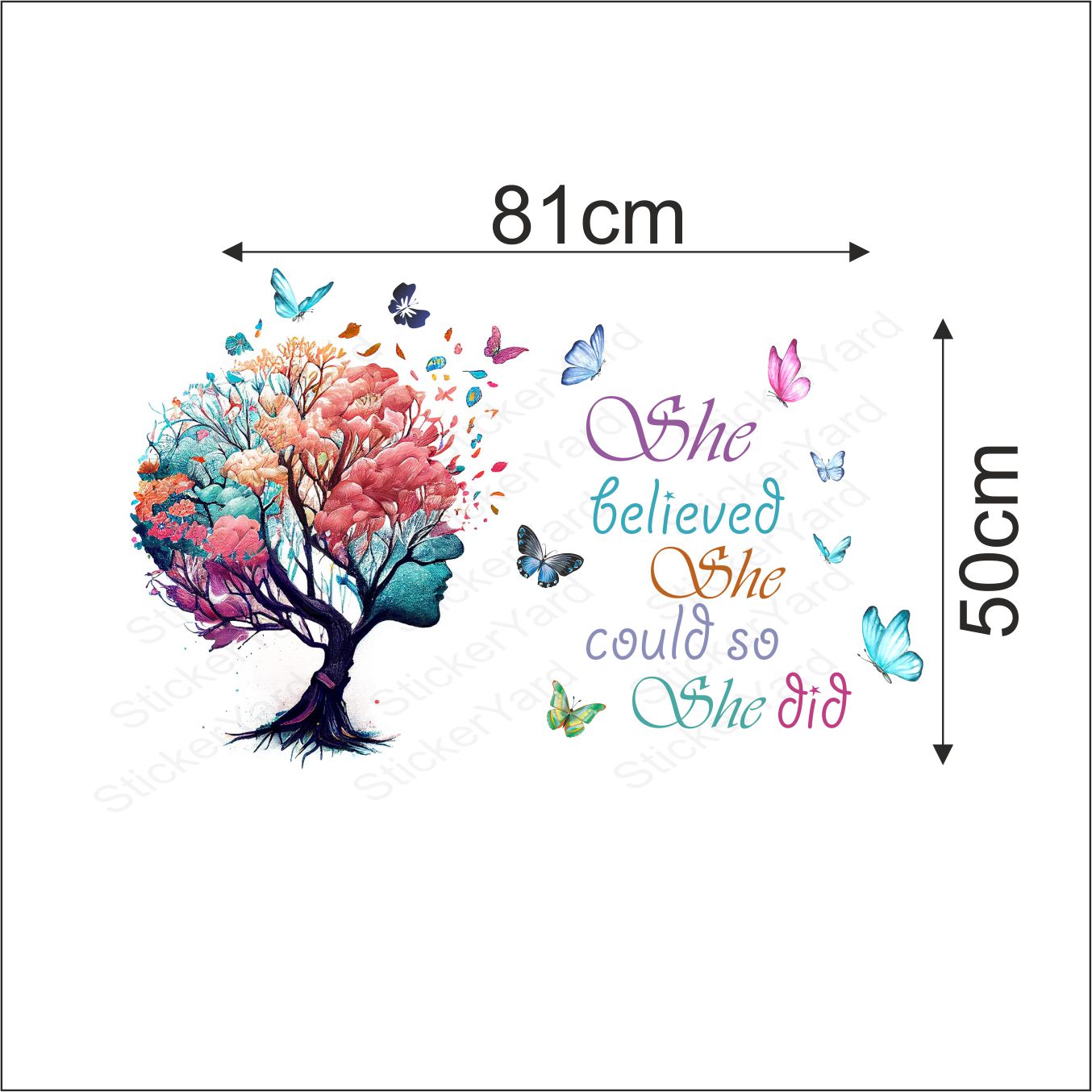 FramingoKart Pvc Vinyl Girl Head Quote Self-Adhesive Wall Sticker for Home Decor/Decoration - Living Room, Bedroom, Kids Room (Multicolor,Size 81X50CM)