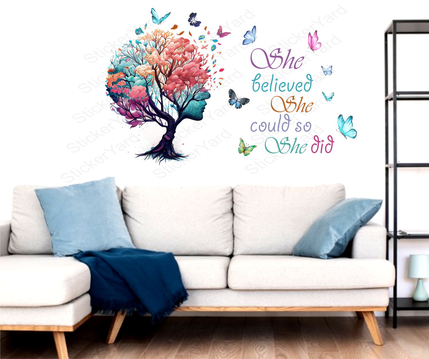 FramingoKart Pvc Vinyl Girl Head Quote Self-Adhesive Wall Sticker for Home Decor/Decoration - Living Room, Bedroom, Kids Room (Multicolor,Size 81X50CM)