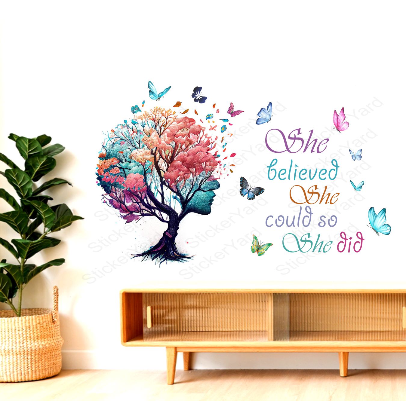 FramingoKart Pvc Vinyl Girl Head Quote Self-Adhesive Wall Sticker for Home Decor/Decoration - Living Room, Bedroom, Kids Room (Multicolor,Size 81X50CM)