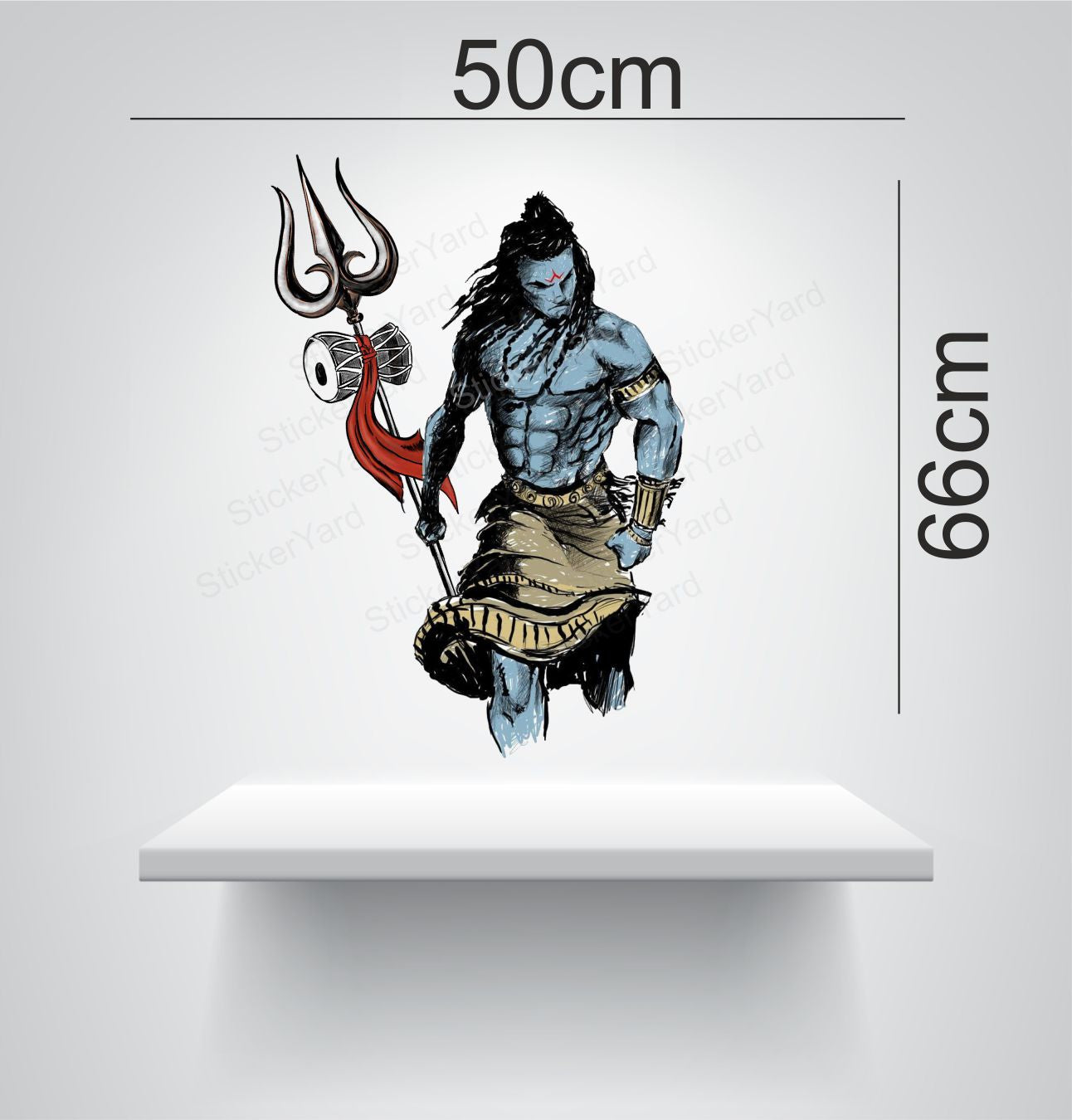 Framingokart  Pvc Vinyl Shiva Trishul Self-Adhesive Wall Sticker for Home Decor/Decoration - Living Room, Bedroom, Kids Room (Multicolor,Size 46X58CM)
