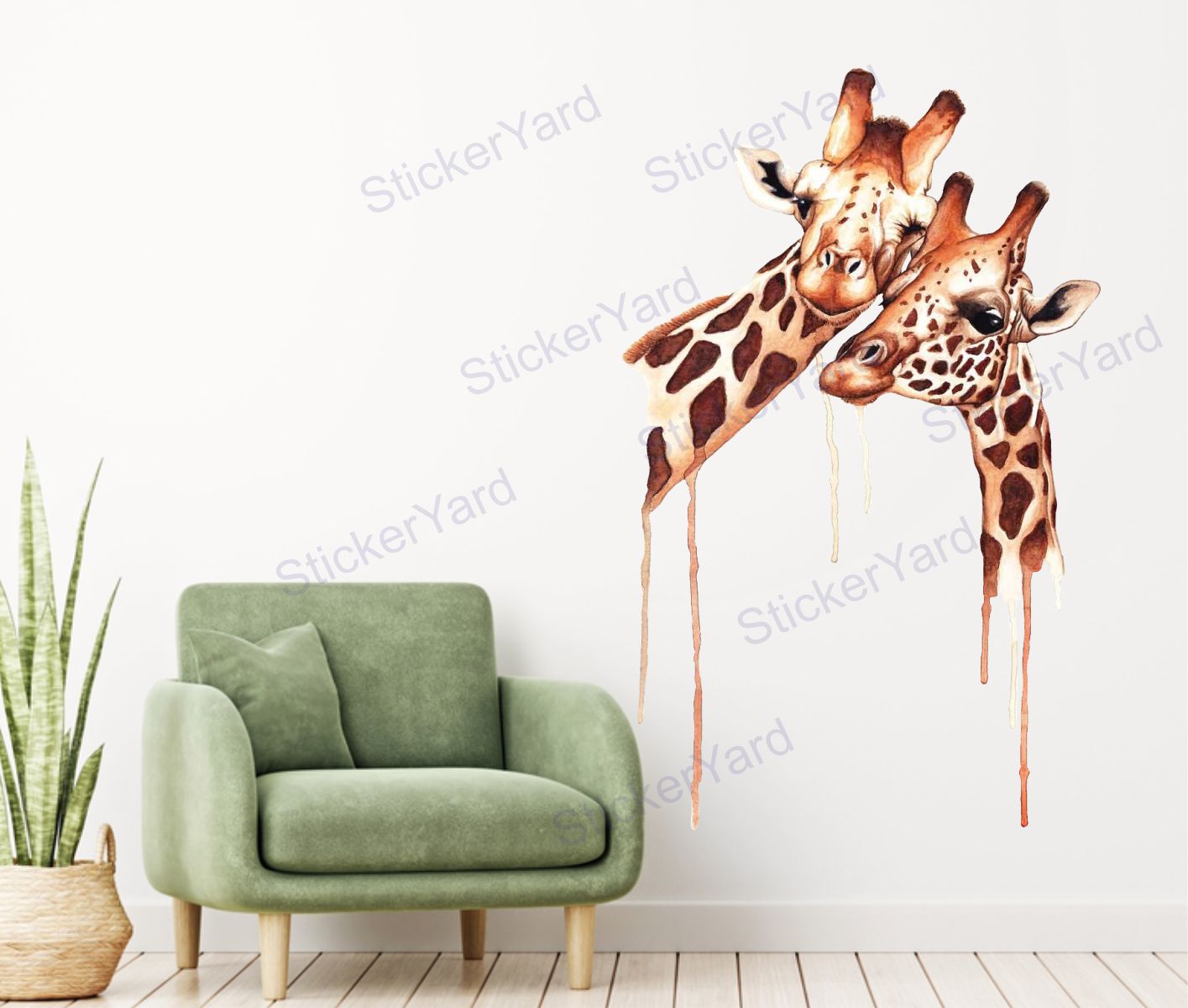 Framingokart Pvc Vinyl Giraffe Couple Self-Adhesive Wall Sticker for Home Decor/Decoration - Living Room, Bedroom, Kids Room (Multicolor,Size 40X60CM)