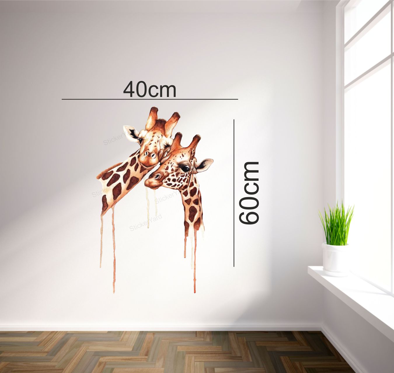 Framingokart Pvc Vinyl Giraffe Couple Self-Adhesive Wall Sticker for Home Decor/Decoration - Living Room, Bedroom, Kids Room (Multicolor,Size 40X60CM)
