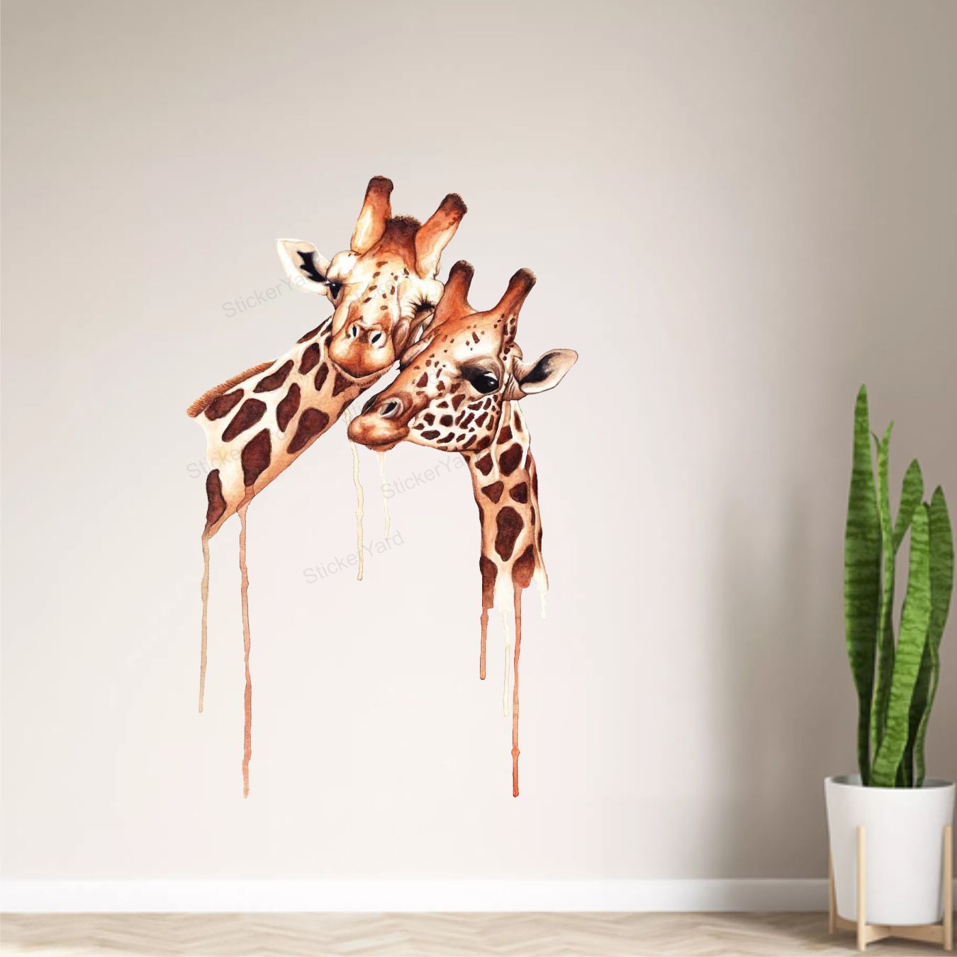 Framingokart Pvc Vinyl Giraffe Couple Self-Adhesive Wall Sticker for Home Decor/Decoration - Living Room, Bedroom, Kids Room (Multicolor,Size 40X60CM)
