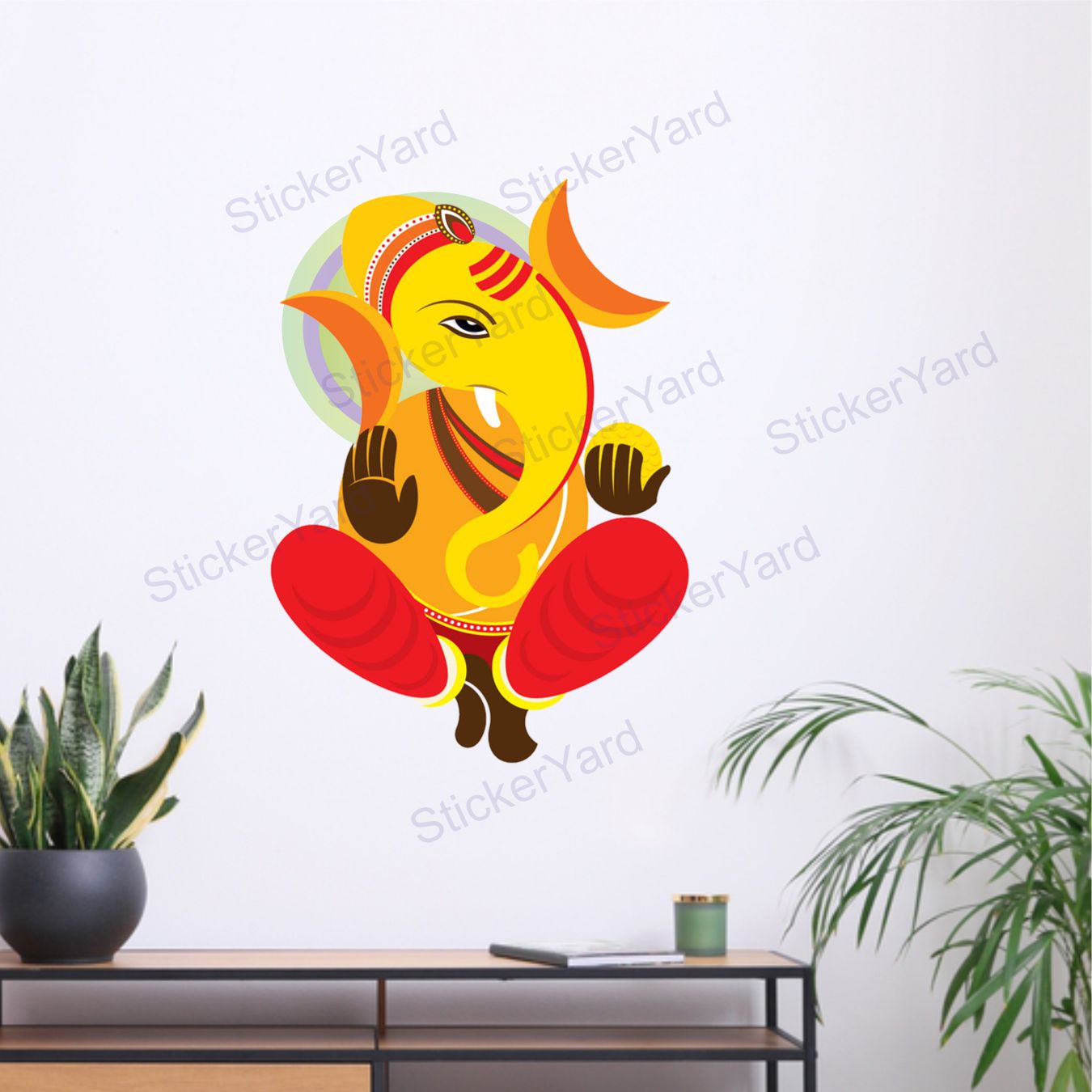 Framingokart Pvc Vinyl Ganesh ji Self-Adhesive Wall Sticker for Home Decor/Decoration - Living Room, Bedroom, Kids Room (Multicolor,Size 40X60CM)