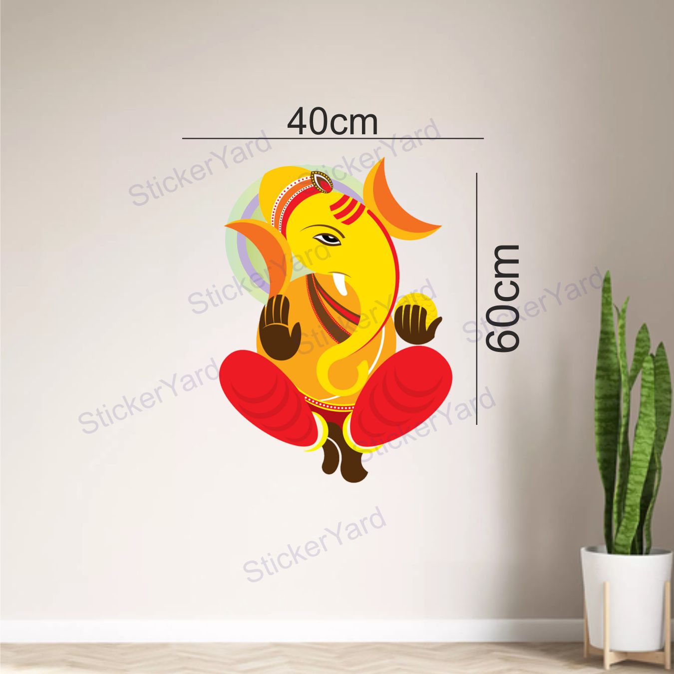 Framingokart Pvc Vinyl Ganesh ji Self-Adhesive Wall Sticker for Home Decor/Decoration - Living Room, Bedroom, Kids Room (Multicolor,Size 40X60CM)
