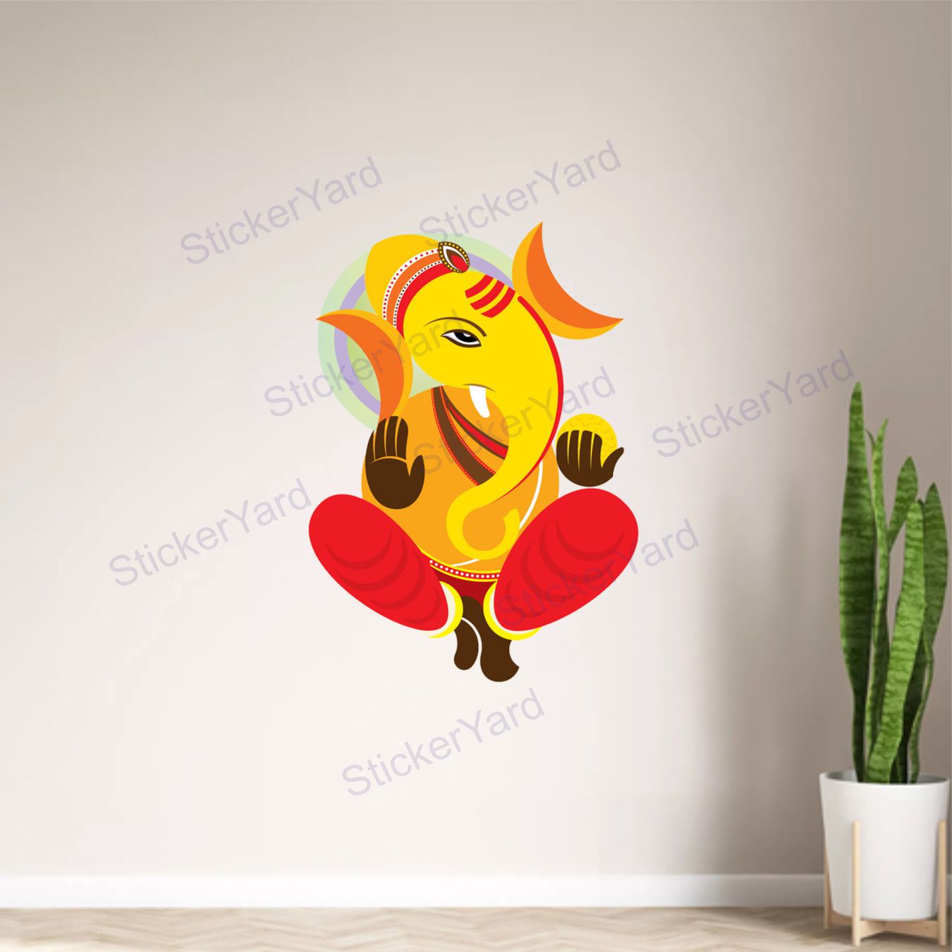 Framingokart Pvc Vinyl Ganesh ji Self-Adhesive Wall Sticker for Home Decor/Decoration - Living Room, Bedroom, Kids Room (Multicolor,Size 40X60CM)