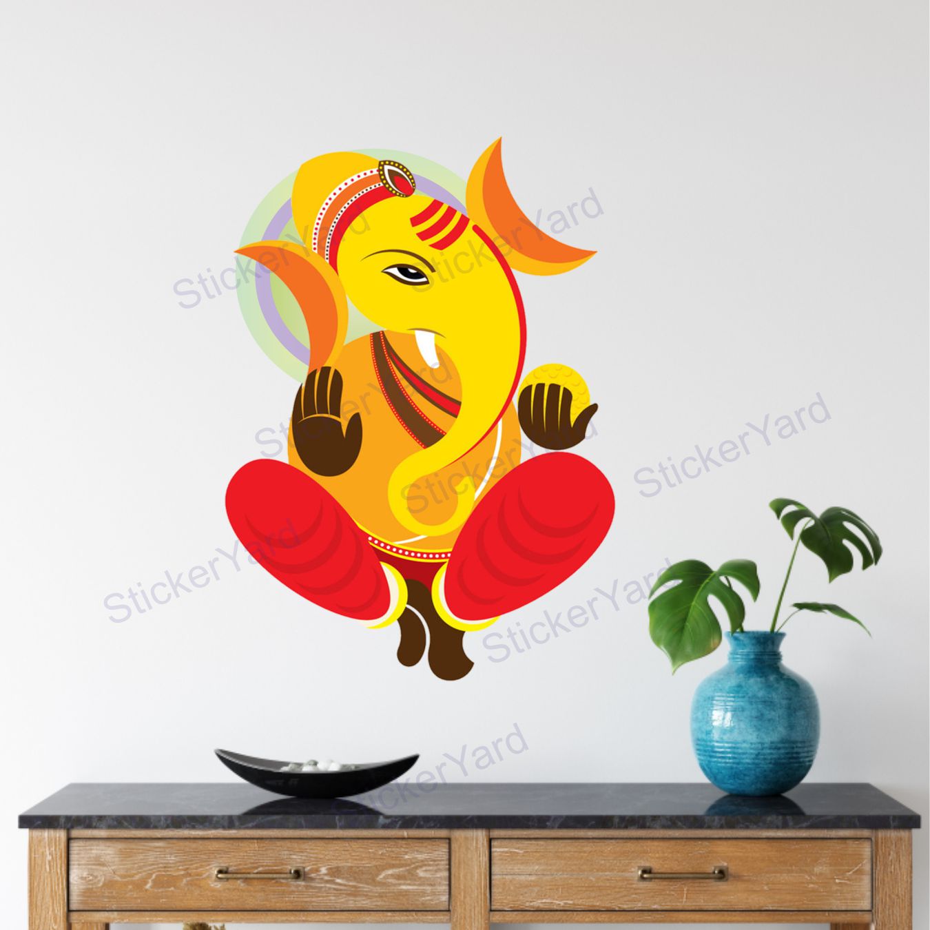 Framingokart Pvc Vinyl Ganesh ji Self-Adhesive Wall Sticker for Home Decor/Decoration - Living Room, Bedroom, Kids Room (Multicolor,Size 40X60CM)