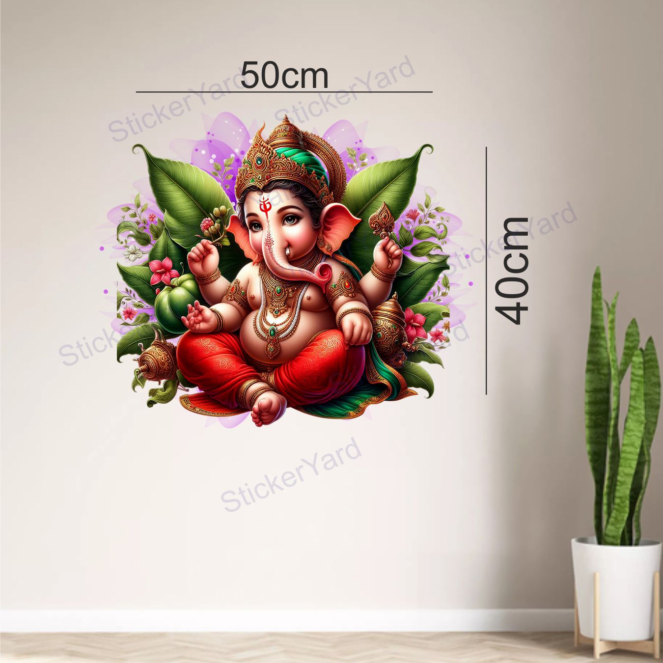 Framingokart Pvc Vinyl Lord Ganesha Self-Adhesive Wall Sticker for Home Decor/Decoration - Living Room, Bedroom, Kids Room (Multicolor,Size 50X40CM)