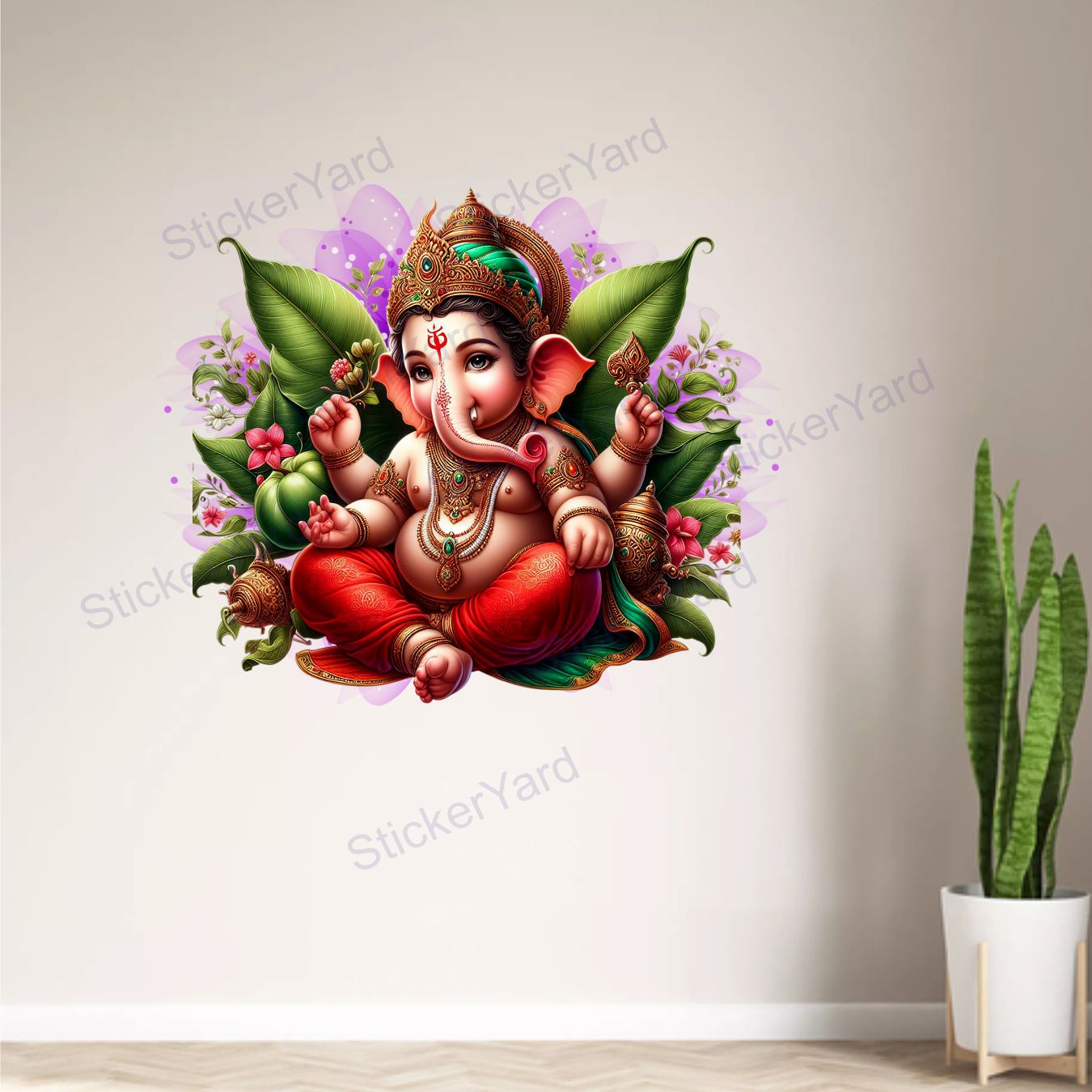 Framingokart Pvc Vinyl Lord Ganesha Self-Adhesive Wall Sticker for Home Decor/Decoration - Living Room, Bedroom, Kids Room (Multicolor,Size 50X40CM)