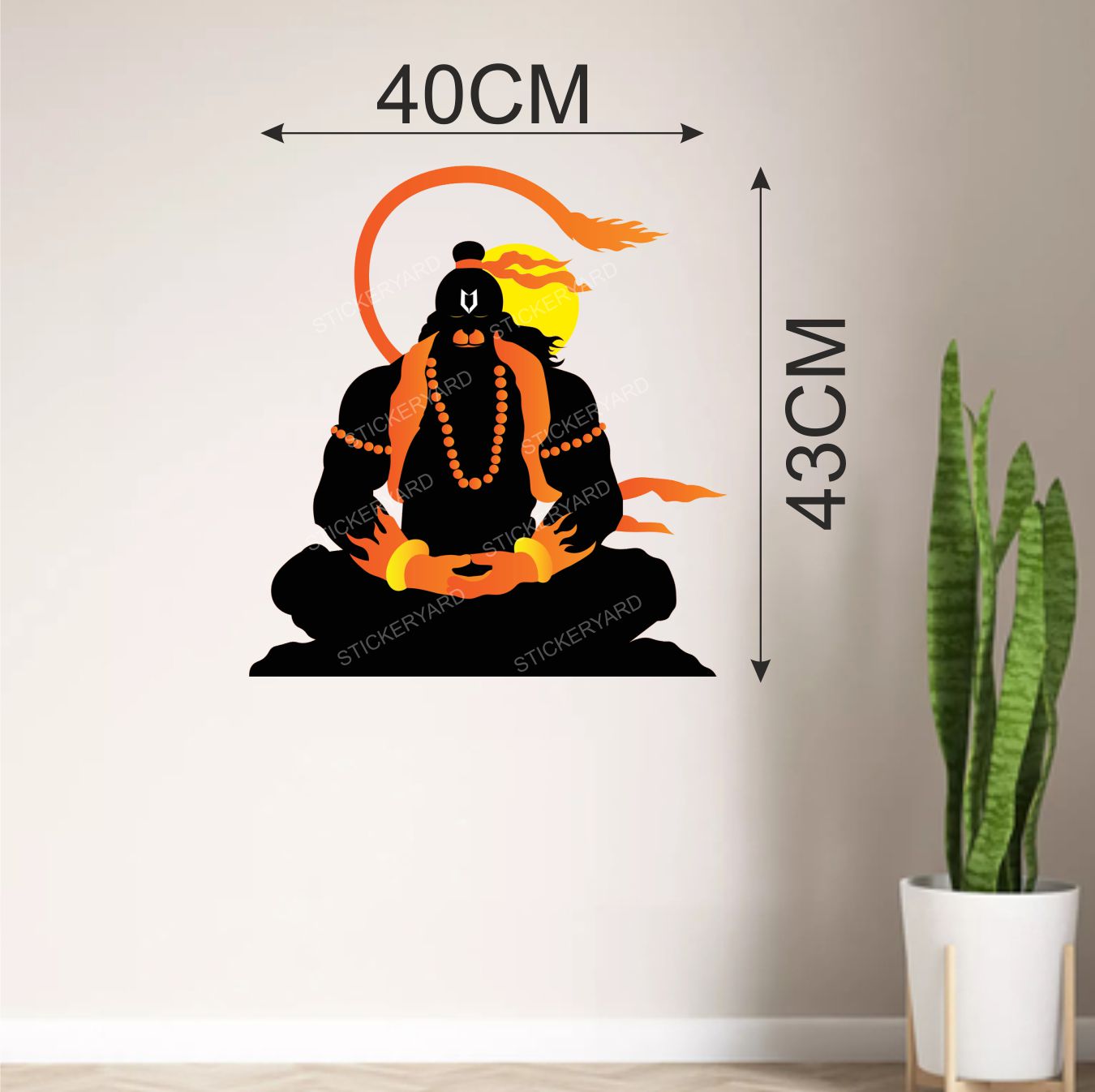FramingoKart Pvc Vinyl Lord Hanuman Self-Adhesive Wall Sticker for Home Decor/Decoration - Living Room, Bedroom, Kids Room (Multicolor,Size 40X43CM)