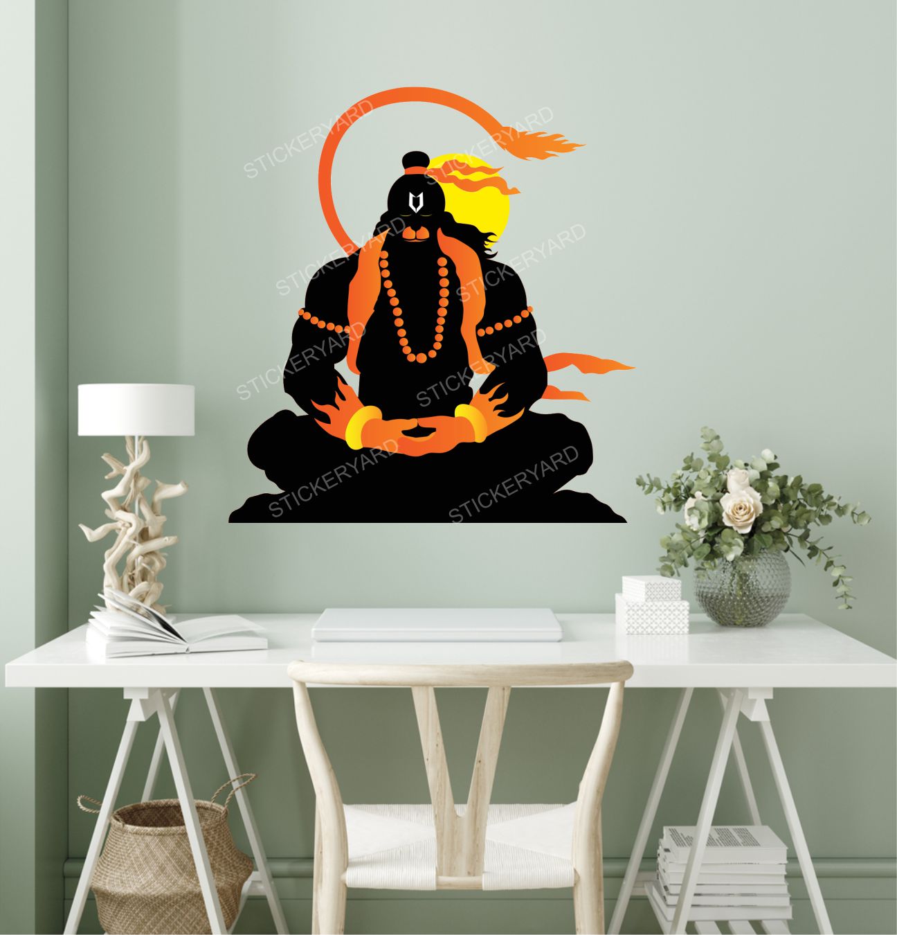 FramingoKart Pvc Vinyl Lord Hanuman Self-Adhesive Wall Sticker for Home Decor/Decoration - Living Room, Bedroom, Kids Room (Multicolor,Size 40X43CM)