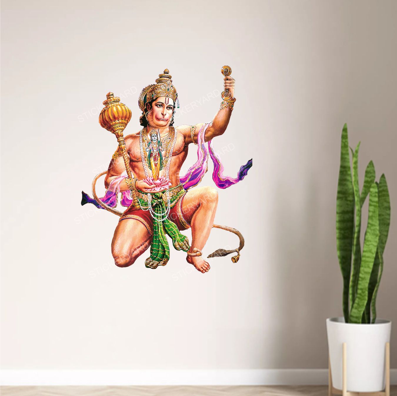 FramingoKart Pvc Vinyl Hanuman ji Self-Adhesive Wall Sticker for Home Decor/Decoration - Living Room, Bedroom, Kids Room (Multicolor,Size 40X50CM)