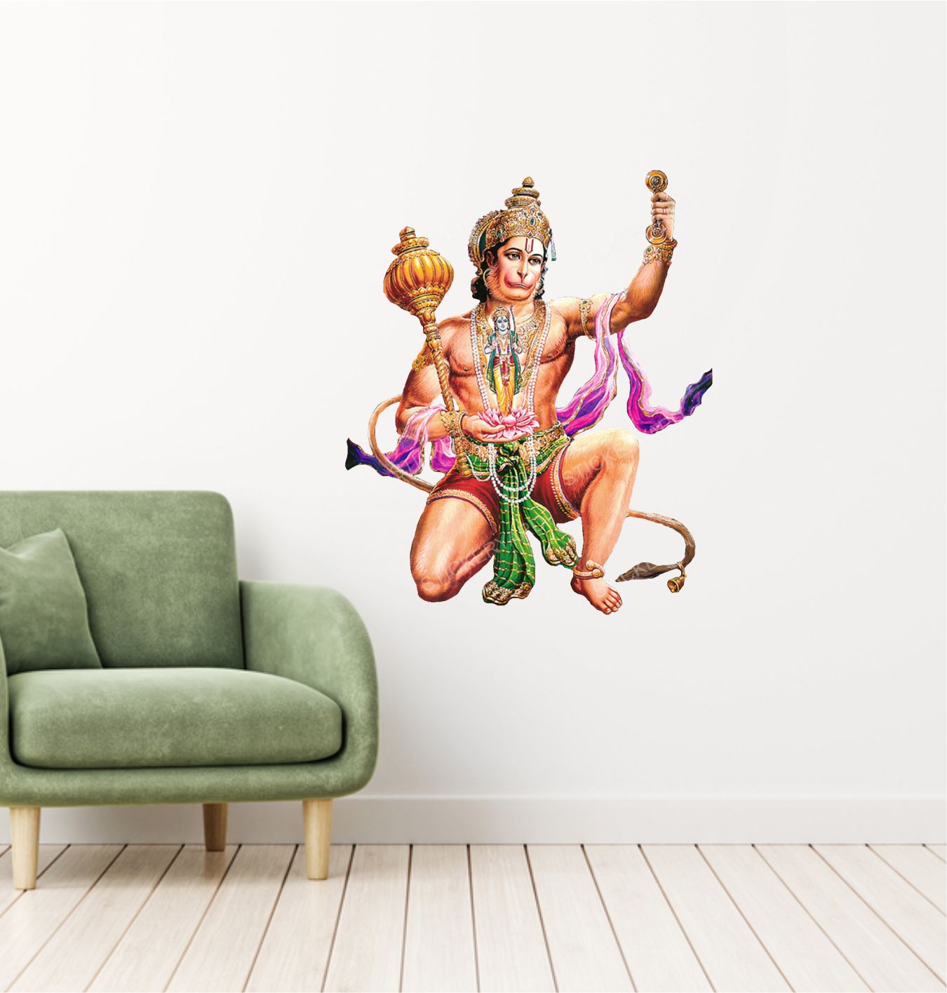 FramingoKart Pvc Vinyl Hanuman ji Self-Adhesive Wall Sticker for Home Decor/Decoration - Living Room, Bedroom, Kids Room (Multicolor,Size 40X50CM)