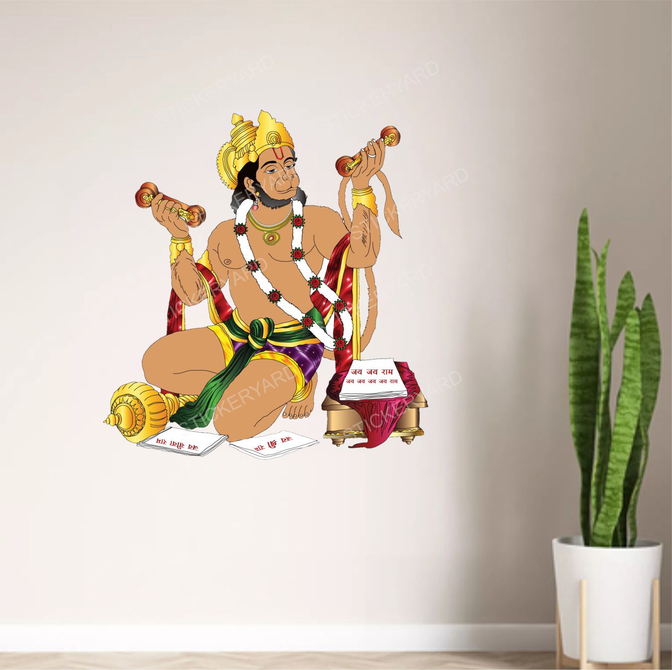 Framingokart Pvc Vinyl Lord Hanuman Ji  Self-Adhesive Wall Sticker for Home Decor/Decoration - Living Room, Bedroom, Kids Room (Multicolor,Size 40X43CM)