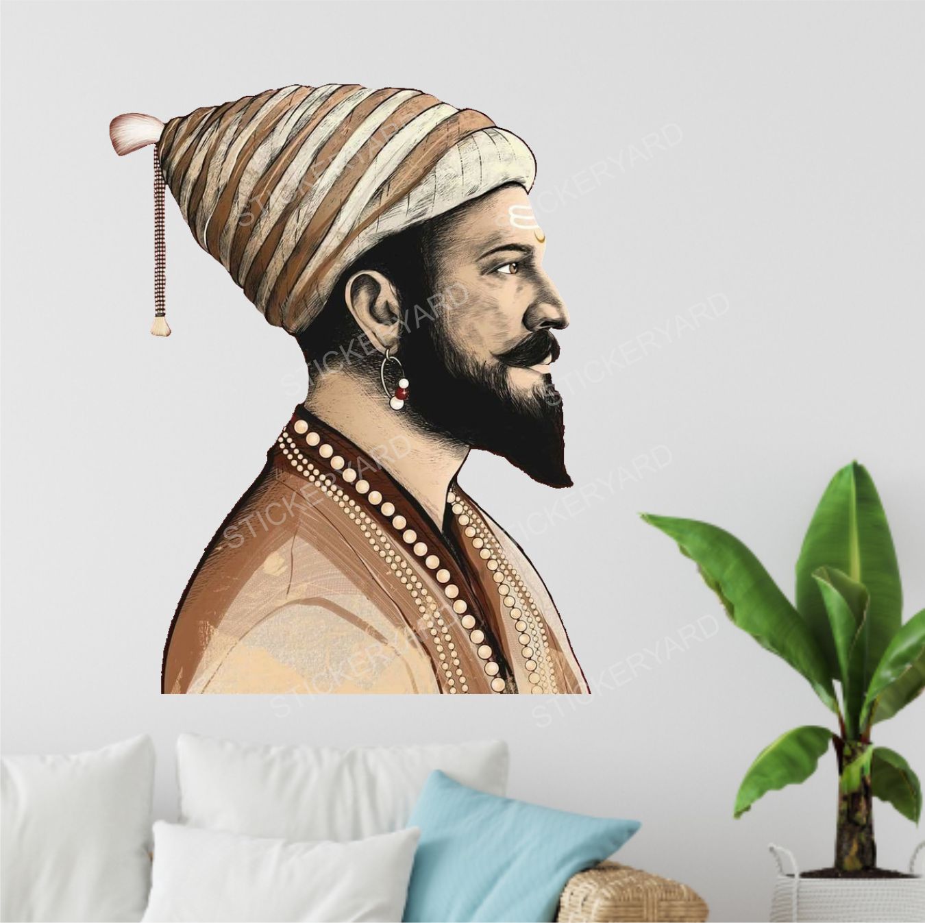 FramingoKart Pvc Vinyl Chhatrapati Shivaji Maharaj Self-Adhesive Wall Sticker for Home Decor/Decoration - Living Room, Bedroom, Kids Room (Multicolor,Size 40X50CM)