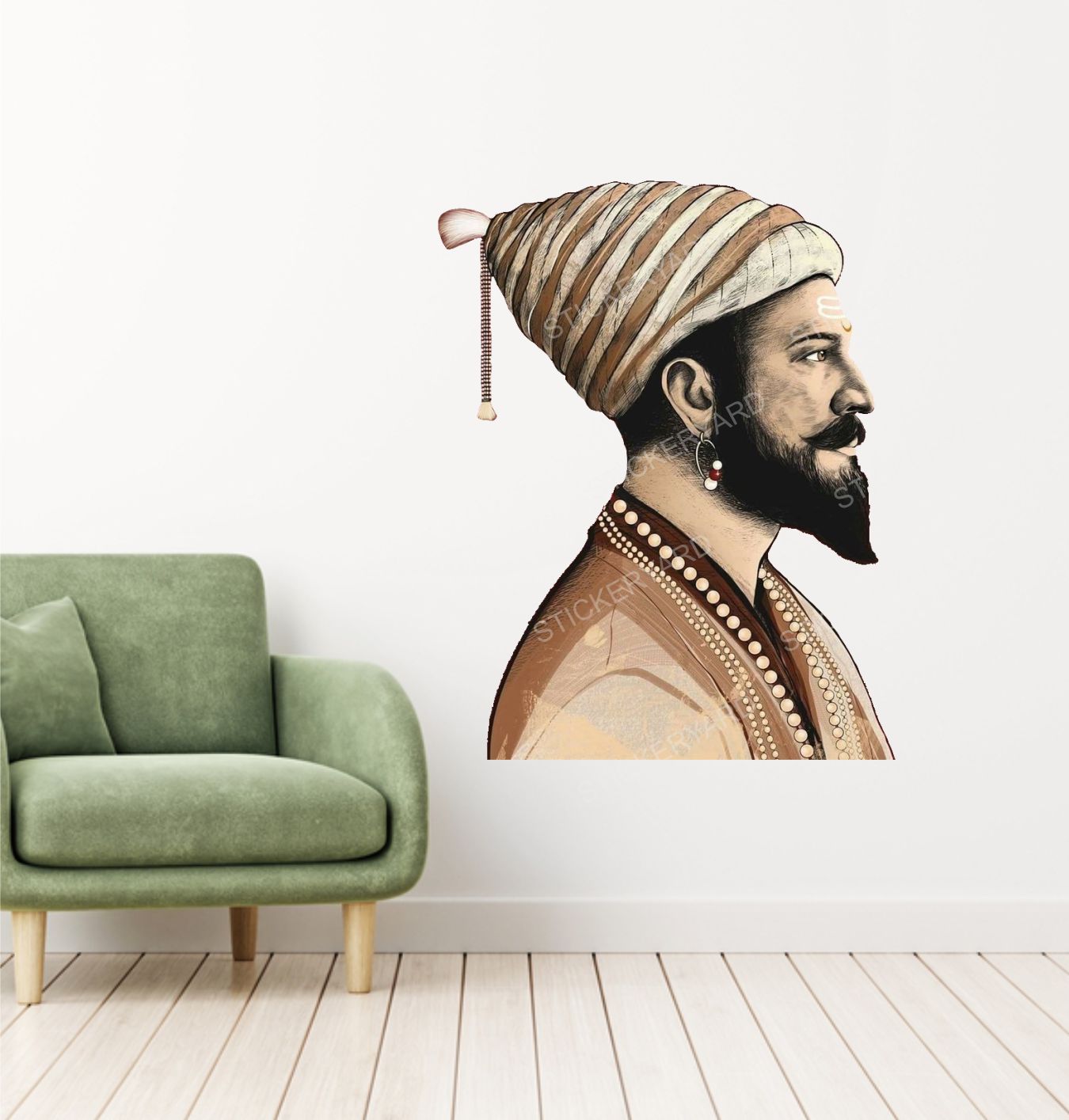 FramingoKart Pvc Vinyl Chhatrapati Shivaji Maharaj Self-Adhesive Wall Sticker for Home Decor/Decoration - Living Room, Bedroom, Kids Room (Multicolor,Size 40X50CM)