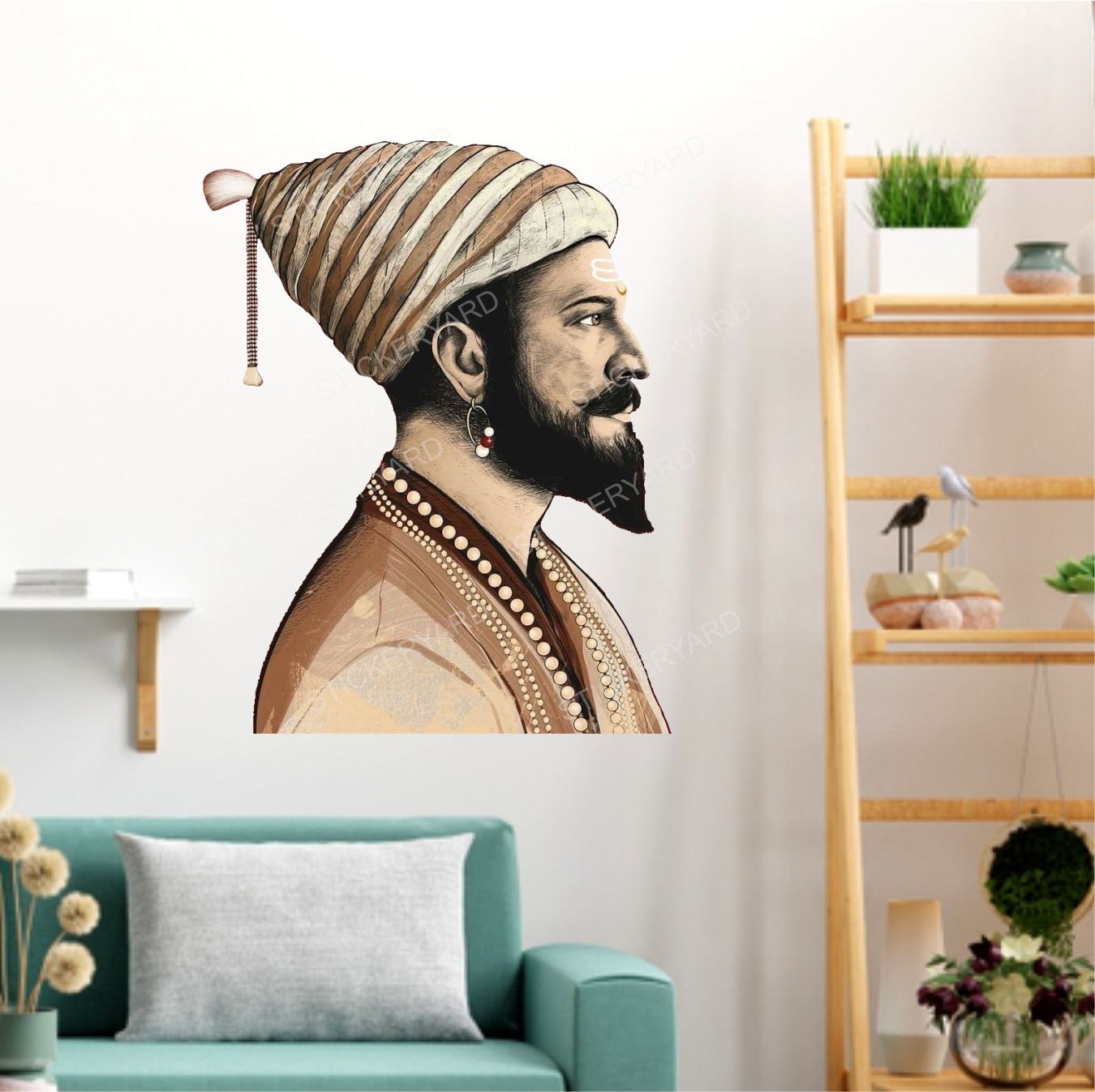 FramingoKart Pvc Vinyl Chhatrapati Shivaji Maharaj Self-Adhesive Wall Sticker for Home Decor/Decoration - Living Room, Bedroom, Kids Room (Multicolor,Size 40X50CM)
