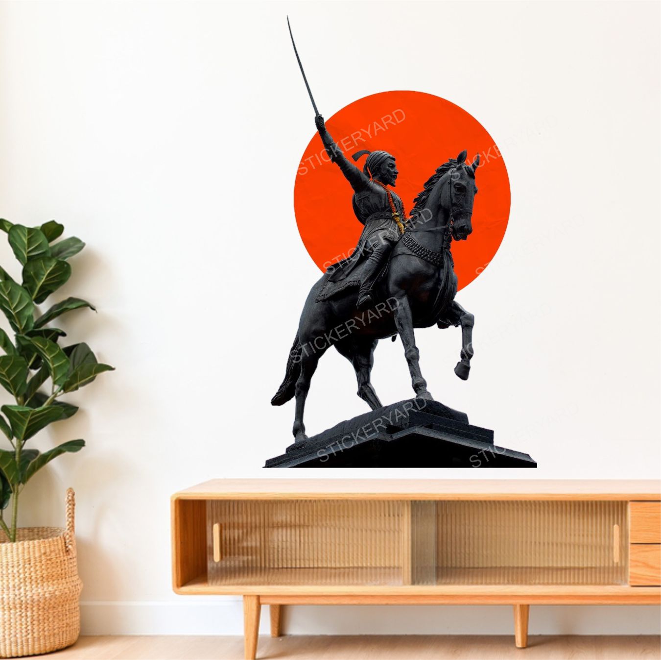 FramingoKart Pvc Vinyl Shivaji Statue Self-Adhesive Wall Sticker for Home Decor/Decoration - Living Room, Bedroom, Kids Room (Multicolor,Size 40X63CM)