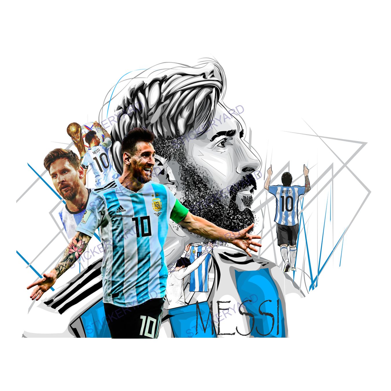 FramingoKart  Pvc Vinyl Messi Art Self-Adhesive Wall Sticker for Home Decor/Decoration - Living Room, Bedroom, Kids Room (Multicolor,Size 50X40CM)