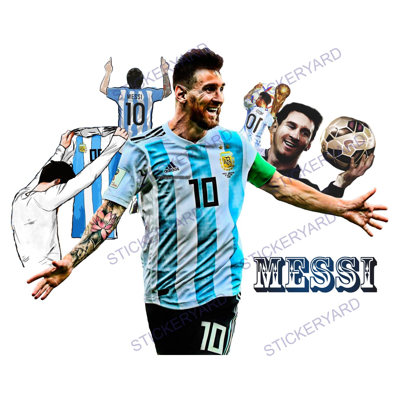 FramingoKart  Pvc Vinyl Messi Design Self-Adhesive Wall Sticker for Home Decor/Decoration - Living Room, Bedroom, Kids Room (Multicolor,Size 60X50CM)