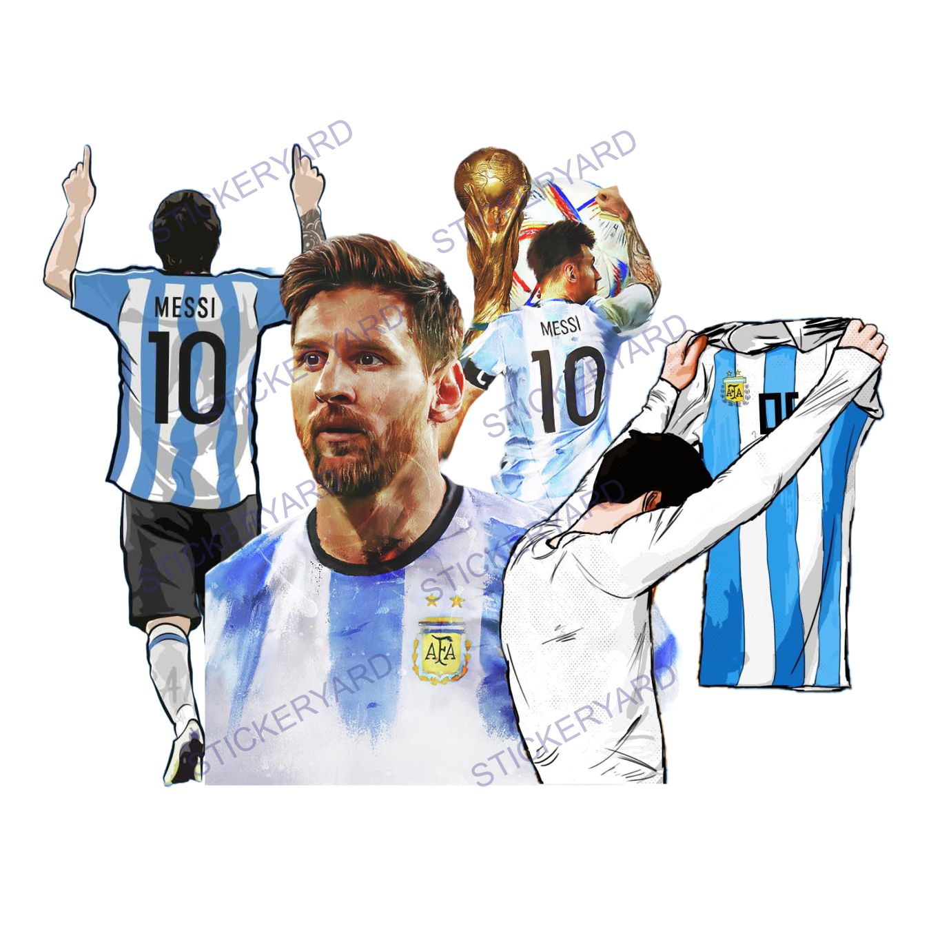 FramingoKart  Pvc Vinyl Messi Artistic Self-Adhesive Wall Sticker for Home Decor/Decoration - Living Room, Bedroom, Kids Room (Multicolor,Size 60X50CM)