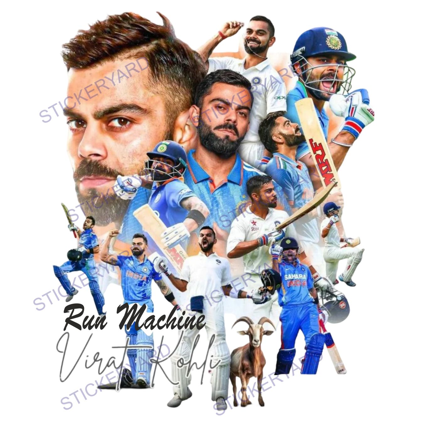 FramingoKart Pvc Vinyl Virat kohli GOAT Self-Adhesive Wall Sticker for Home Decor/Decoration - Living Room, Bedroom, Kids Room (Multicolor,Size 40X50CM)