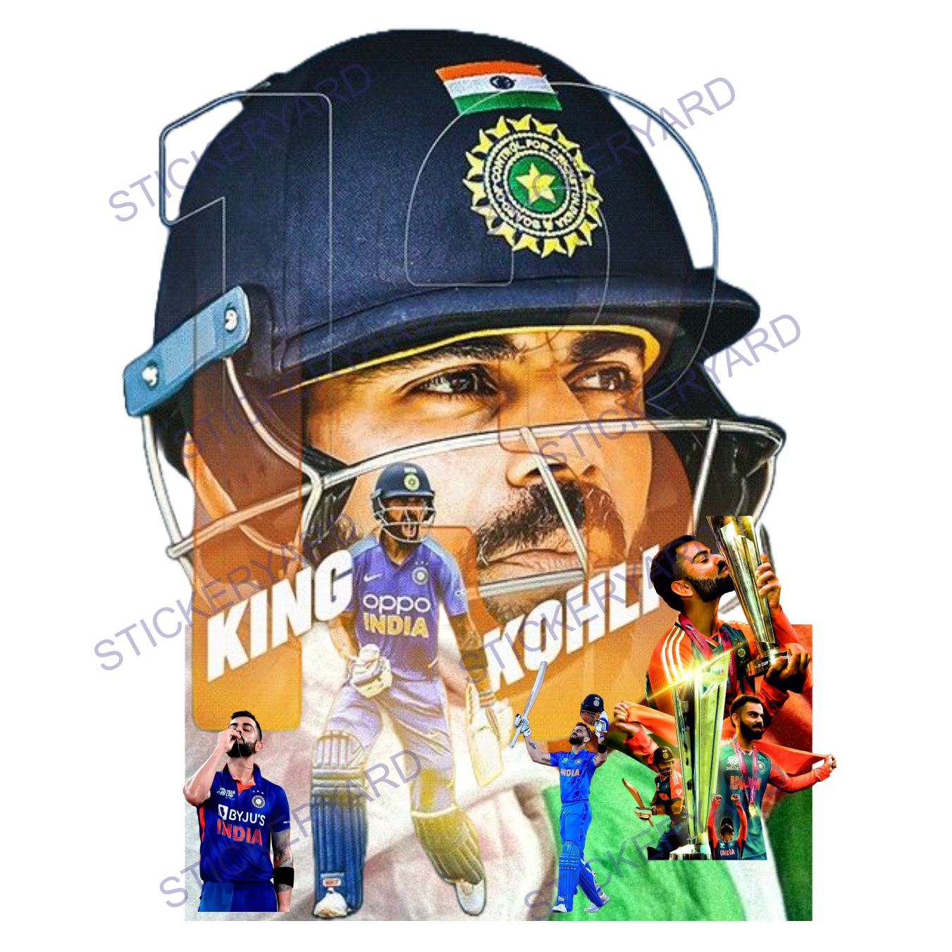 FramingoKart Pvc Vinyl Virat Kohli Artistic Self-Adhesive Wall Sticker for Home Decor/Decoration - Living Room, Bedroom, Kids Room (Multicolor,Size 40X50CM)