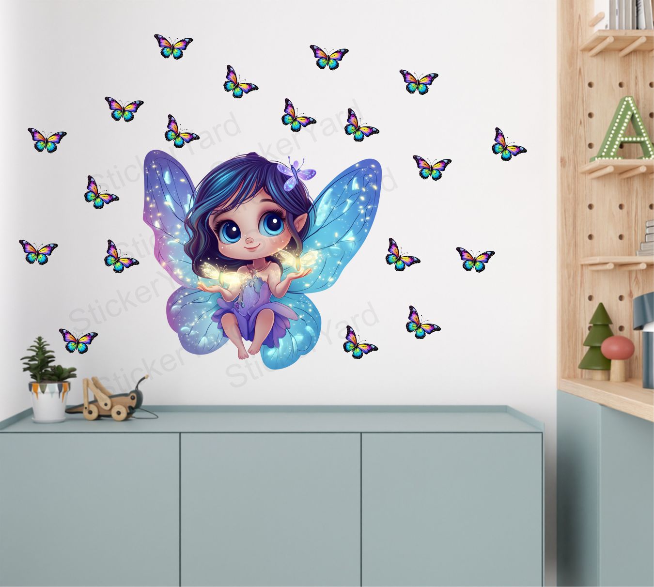 FramingoKart PVC Vinyl Cute Little Fairy Self-Adhesive Wall Sticker for Home Decor/Decoration - Living Room, Bedroom, Kids Room (Multicolor, Size:78X53CM)
