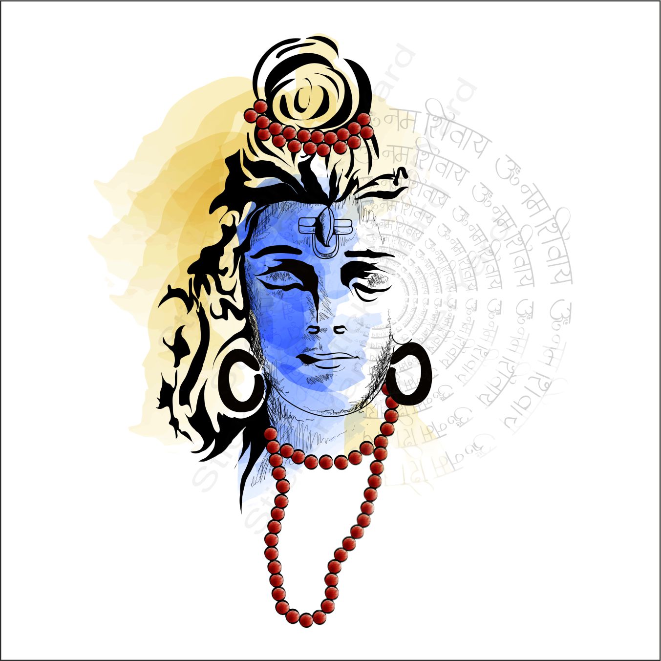 FramingoKart PVC Vinyl Shiva Mantra Self-Adhesive Wall Sticker for Home Decor/Decoration - Living Room, Bedroom, Kids Room (Multicolor, Size:50X58CM)