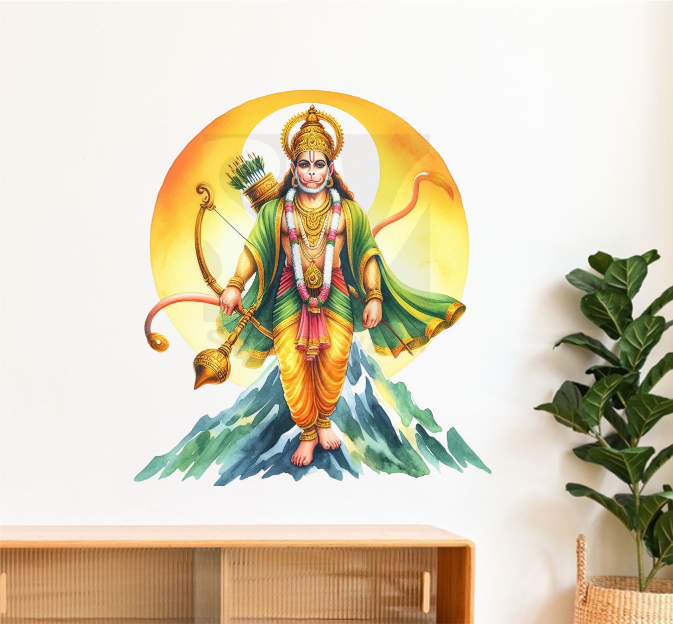 FramingoKart  PVC Vinyl Hanuman ji Art Self-Adhesive Wall Sticker for Home Decor/Decoration - Living Room, Bedroom, Kids Room (Multicolor, Size:40X43CM)