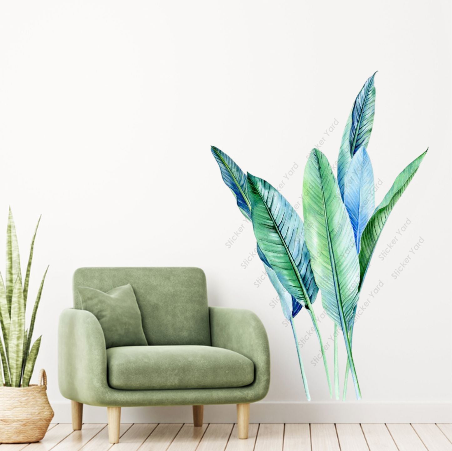 FramingoKart Pvc Vinyl Green Leaves Self-Adhesive Wall Sticker for Home Decor/Decoration - Living Room, Bedroom, Kids Room (Multicolor,Size 56X85CM)