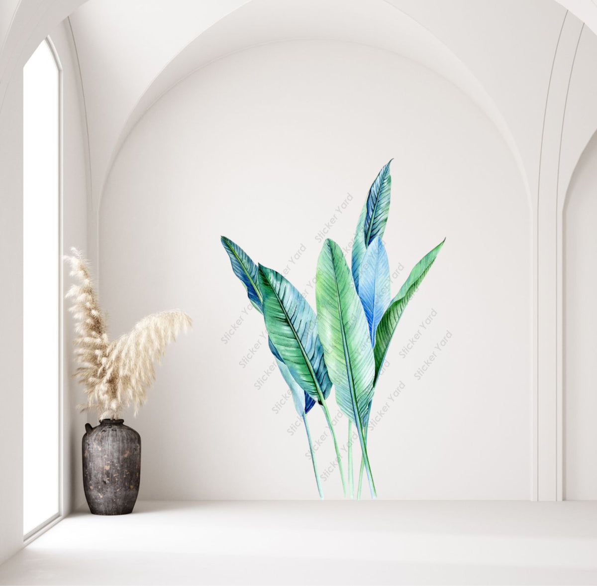 FramingoKart Pvc Vinyl Green Leaves Self-Adhesive Wall Sticker for Home Decor/Decoration - Living Room, Bedroom, Kids Room (Multicolor,Size 56X85CM)