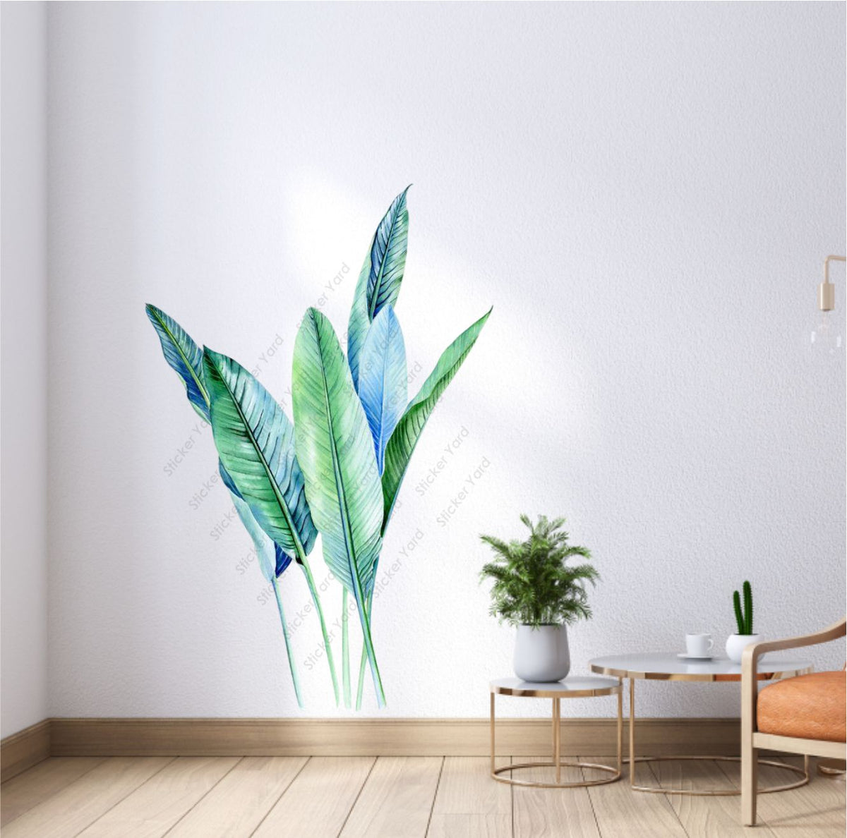 FramingoKart Pvc Vinyl Green Leaves Self-Adhesive Wall Sticker for Home Decor/Decoration - Living Room, Bedroom, Kids Room (Multicolor,Size 56X85CM)
