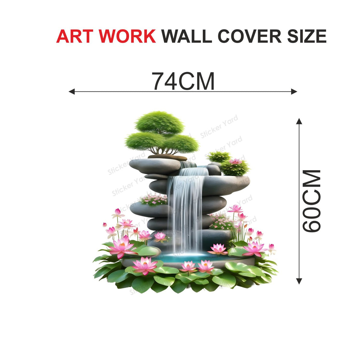 FramingoKart Pvc Vinyl Fountain Colorful Flowers Self-Adhesive Wall Sticker for Home Decor/Decoration - Living Room, Bedroom, Kids Room (Multicolor,Size 74X60CM)