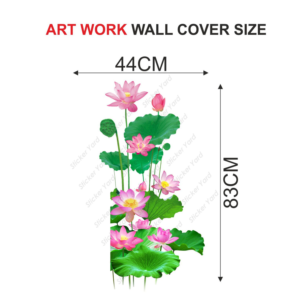 FramingoKart Pvc Vinyl Leaves & Lotus Floral Self-Adhesive Wall Sticker for Home Decor/Decoration - Living Room, Bedroom, Kids Room (Multicolor,Size 44X83CM)
