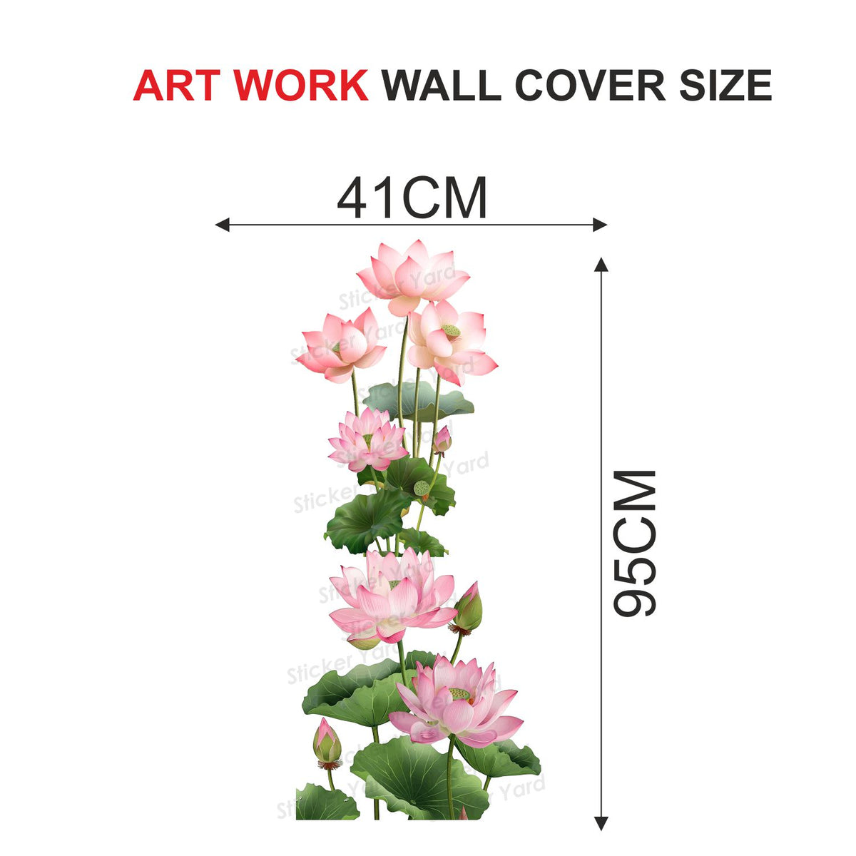 FramingoKart Pvc Vinyl Green Lotus Flower Floral Self-Adhesive Wall Sticker for Home Decor/Decoration - Living Room, Bedroom, Kids Room (Multicolor,Size 41X95CM)