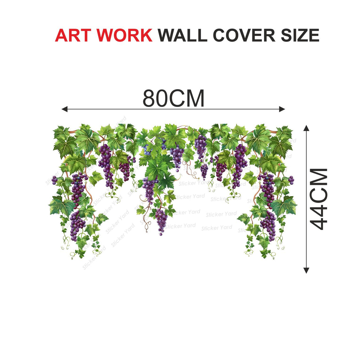 FramingoKart Pvc Vinyl Grapes Hanging Plant Self-Adhesive Wall Sticker for Home Decor/Decoration - Living Room, Bedroom, Kids Room (Multicolor,Size 80X44CM)