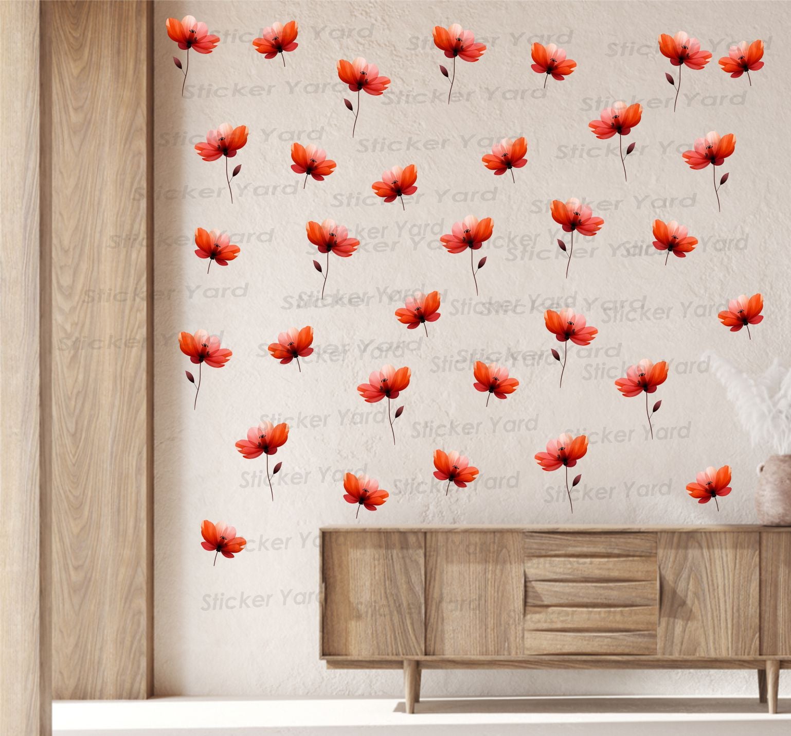 FramingoKart Pvc Vinyl 32 Flowers Combo Self-Adhesive Wall Sticker for Home Decor/Decoration - Living Room, Bedroom, Kids Room (Multicolor,Size 152X152CM)