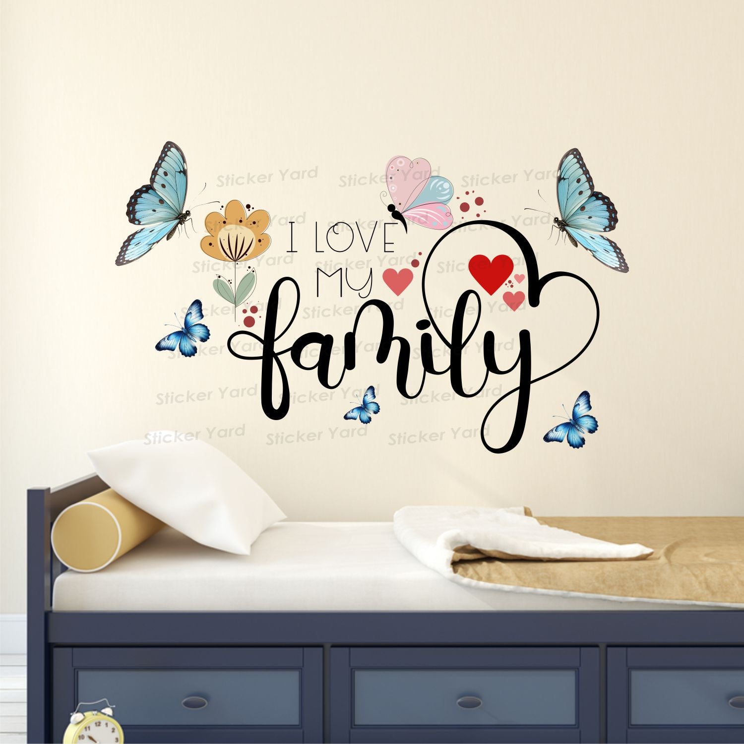 FramingoKart Pvc Vinyl Love Family Quote Self-Adhesive Wall Sticker for Home Decor/Decoration - Living Room, Bedroom, Kids Room (Multicolor,Size 64X40CM)