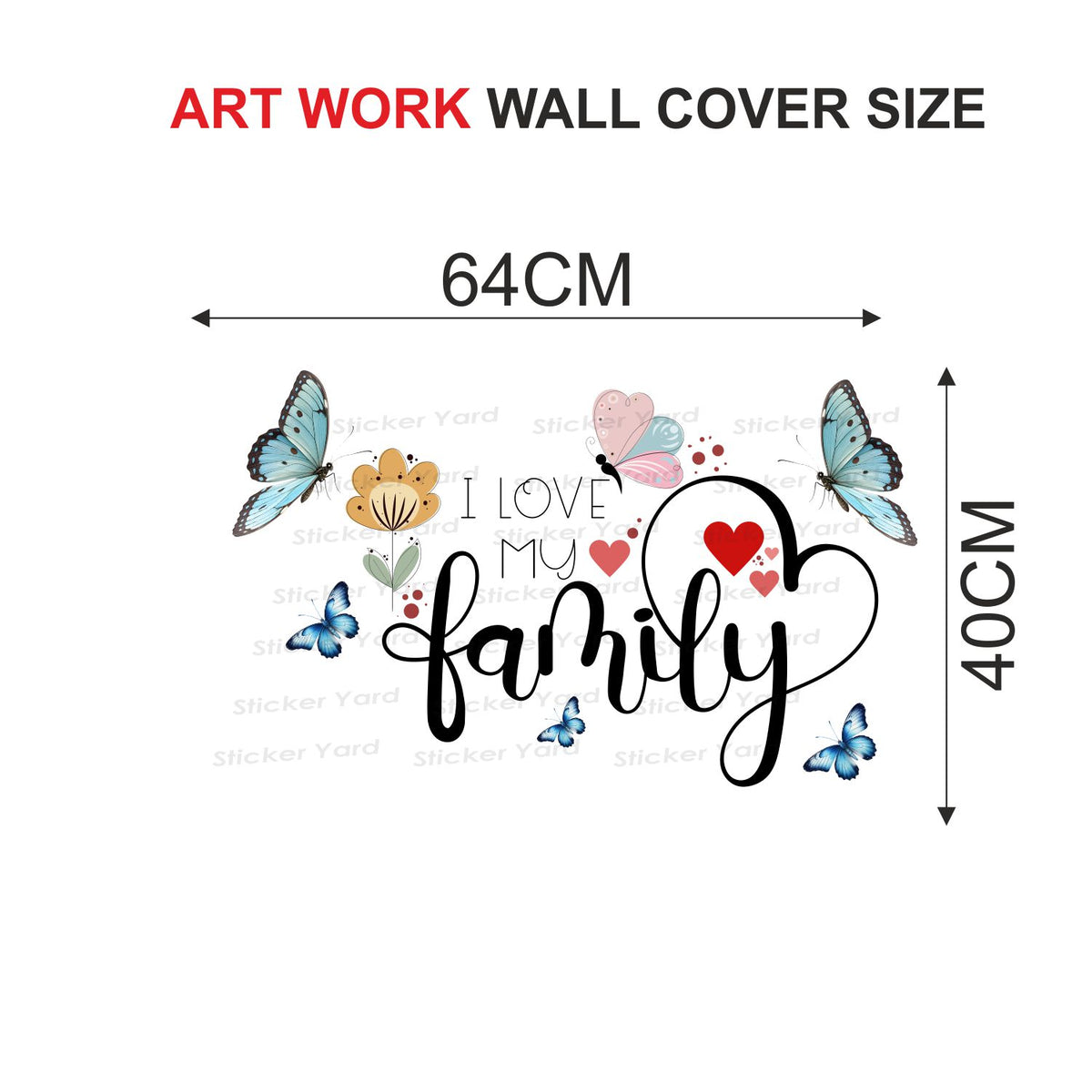 FramingoKart Pvc Vinyl Love Family Quote Self-Adhesive Wall Sticker for Home Decor/Decoration - Living Room, Bedroom, Kids Room (Multicolor,Size 64X40CM)