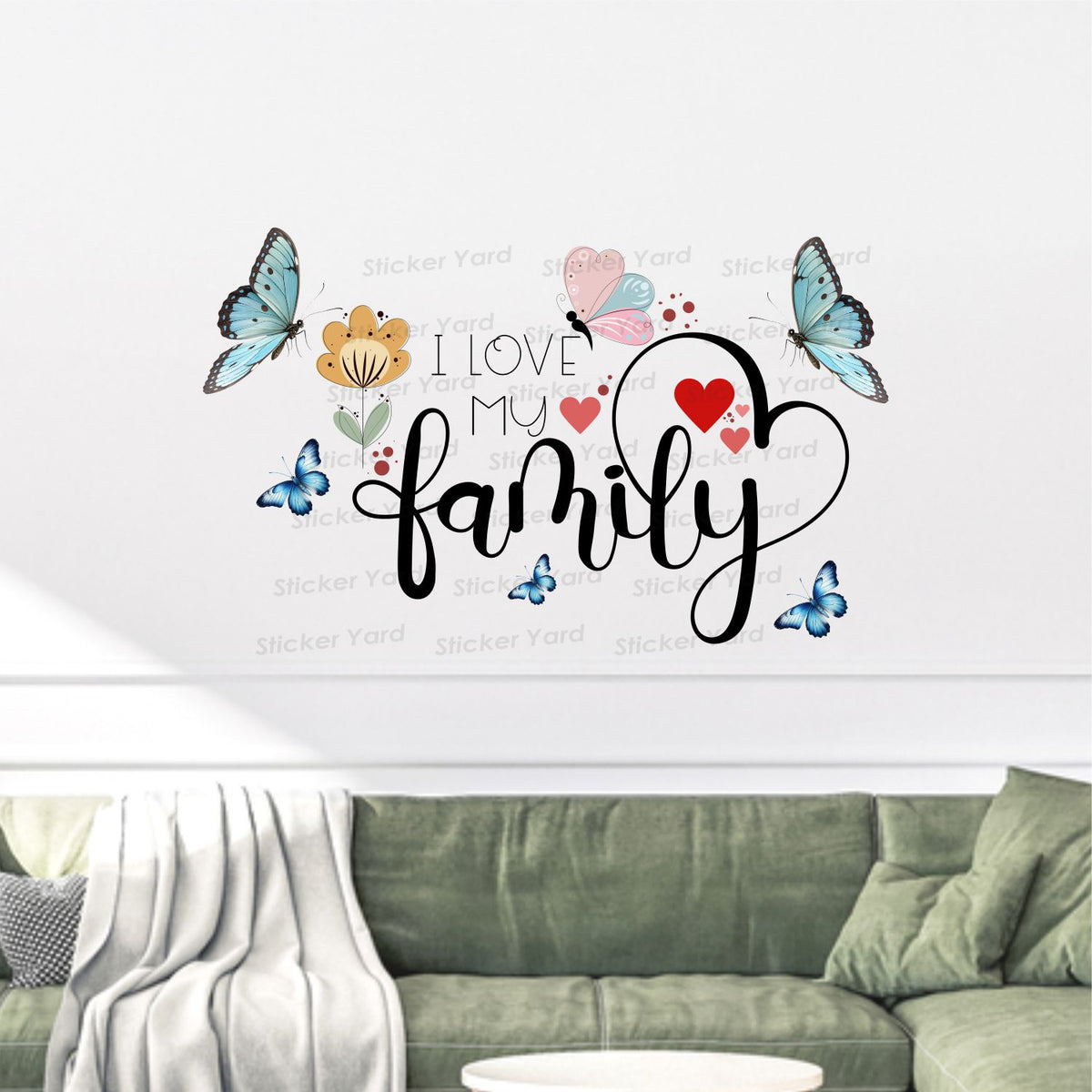 FramingoKart Pvc Vinyl Love Family Quote Self-Adhesive Wall Sticker for Home Decor/Decoration - Living Room, Bedroom, Kids Room (Multicolor,Size 64X40CM)