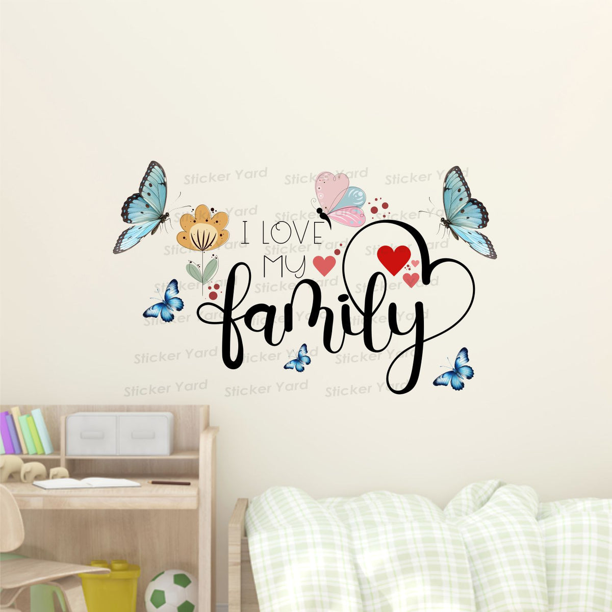 FramingoKart Pvc Vinyl Love Family Quote Self-Adhesive Wall Sticker for Home Decor/Decoration - Living Room, Bedroom, Kids Room (Multicolor,Size 64X40CM)