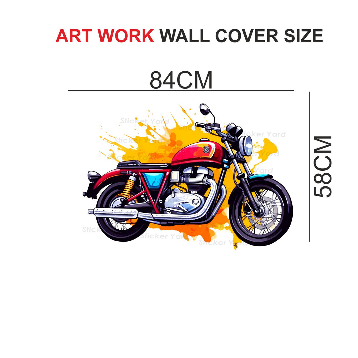 FramingoKart Pvc Vinyl Bike Design Self-Adhesive Wall Sticker for Home Decor/Decoration - Living Room, Bedroom, Kids Room (Multicolor,Size 84X58CM)