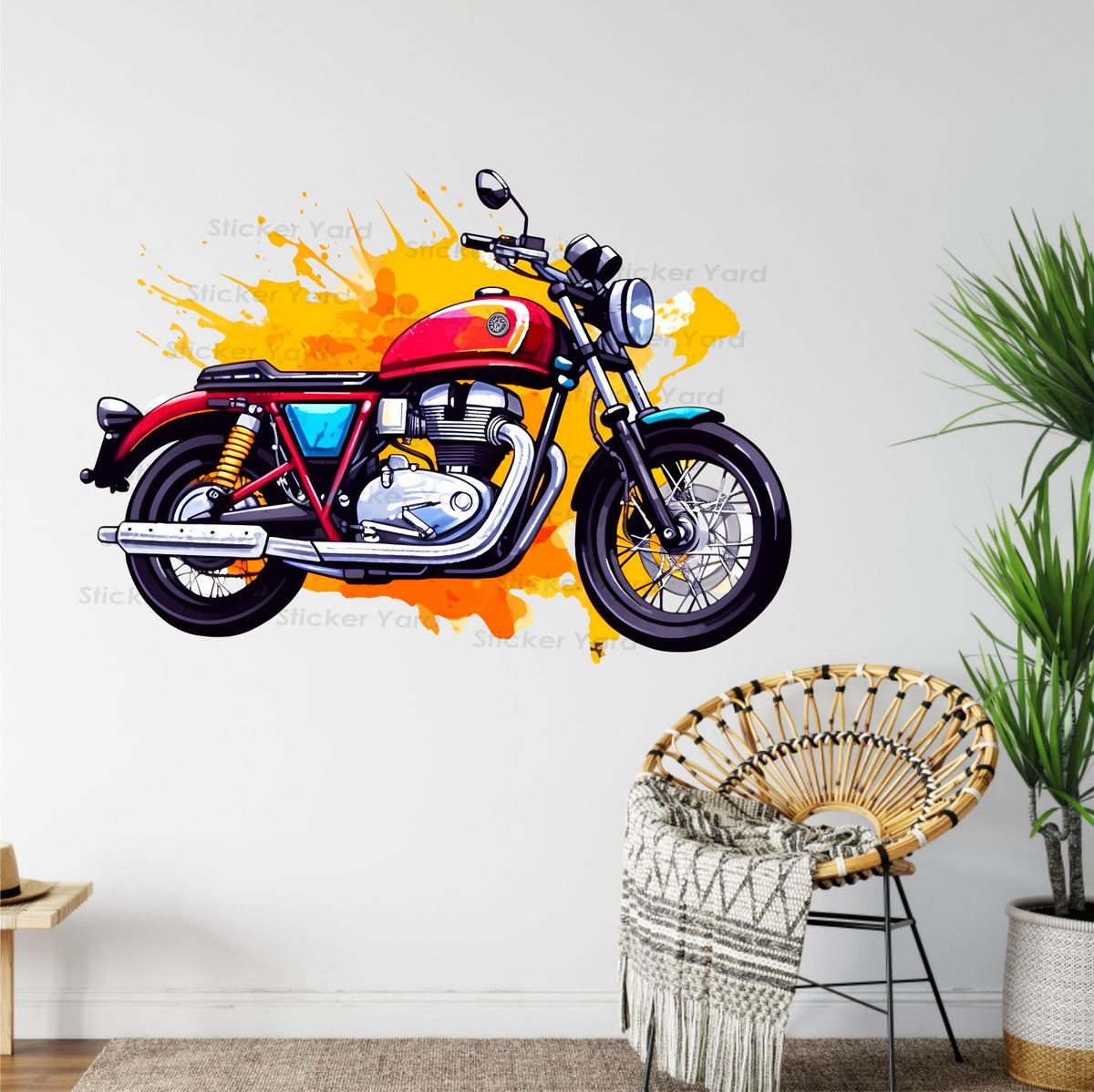 FramingoKart Pvc Vinyl Bike Design Self-Adhesive Wall Sticker for Home Decor/Decoration - Living Room, Bedroom, Kids Room (Multicolor,Size 84X58CM)