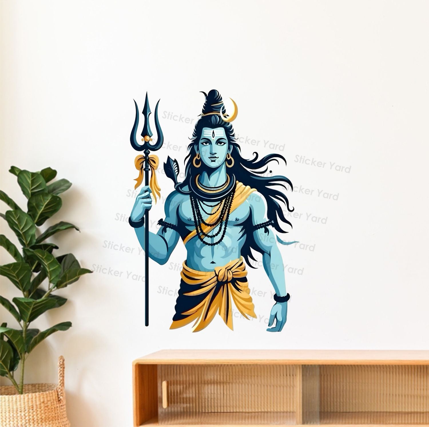 FramingoKart Pvc Vinyl Lord Mahadev Art Self-Adhesive Wall Sticker for Home Decor/Decoration - Living Room, Bedroom, Kids Room (Multicolor,Size 39X56CM)