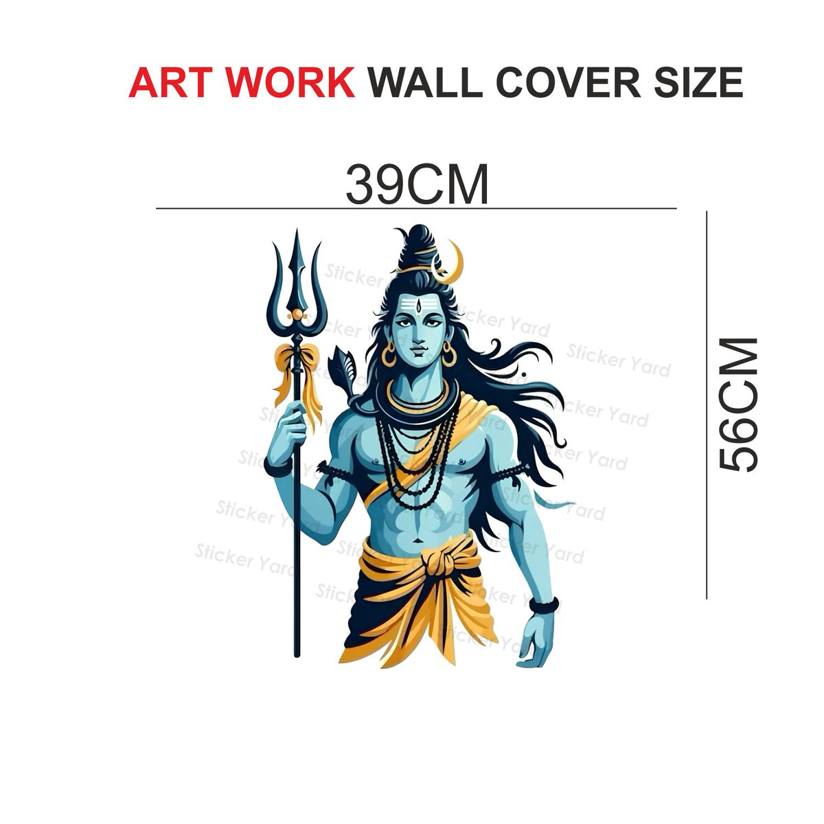 FramingoKart Pvc Vinyl Lord Mahadev Art Self-Adhesive Wall Sticker for Home Decor/Decoration - Living Room, Bedroom, Kids Room (Multicolor,Size 39X56CM)