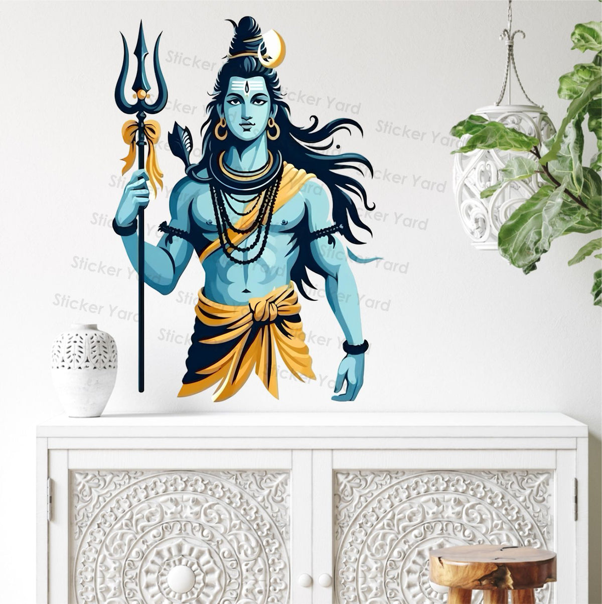 FramingoKart Pvc Vinyl Lord Mahadev Art Self-Adhesive Wall Sticker for Home Decor/Decoration - Living Room, Bedroom, Kids Room (Multicolor,Size 39X56CM)