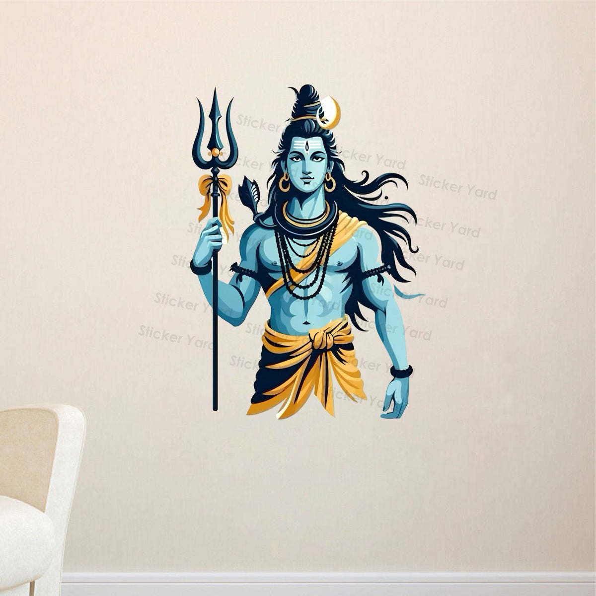 FramingoKart Pvc Vinyl Lord Mahadev Art Self-Adhesive Wall Sticker for Home Decor/Decoration - Living Room, Bedroom, Kids Room (Multicolor,Size 39X56CM)