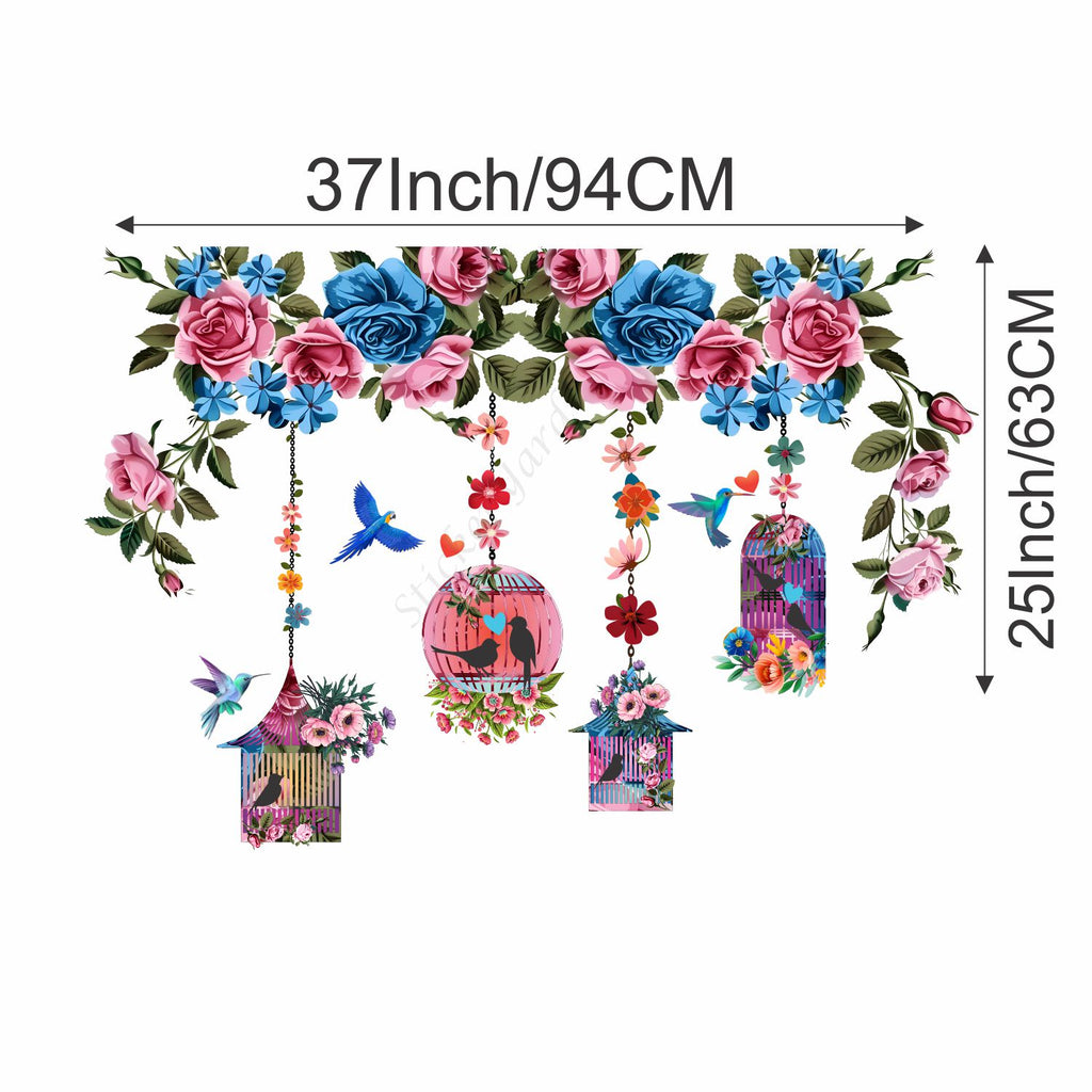 FramingoKart  PVC Vinyl  Lantern Floral Wall Sticker Big Size Room Walls Home Decor Self Adhesive Sticker  (multicolour,size-94x63cm)